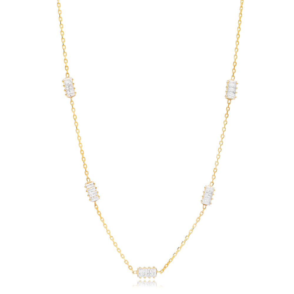 Baguette Station Necklace