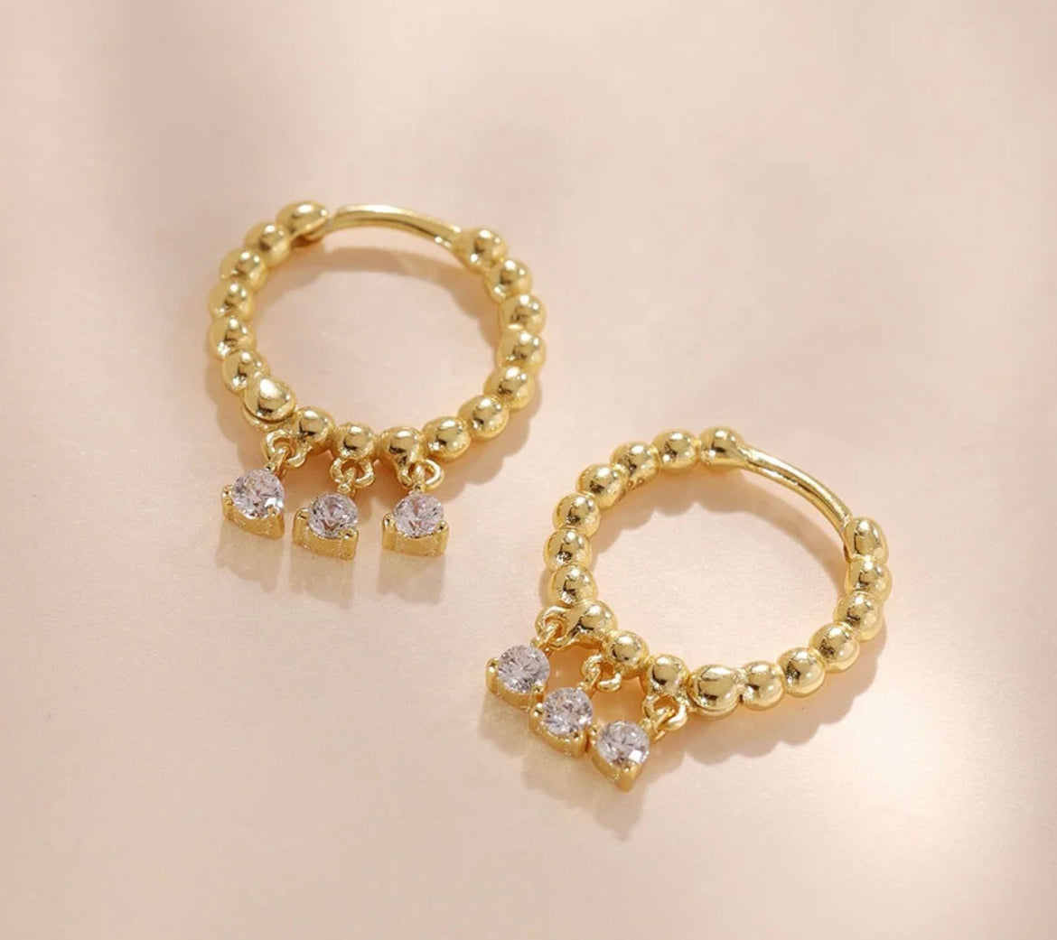 Three Drop Vermeil Hoops