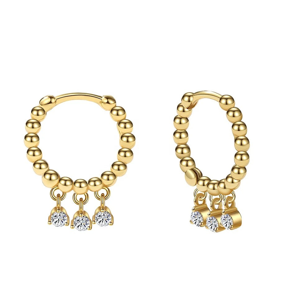 Three Drop Vermeil Hoops