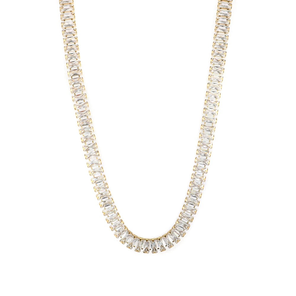 Iced Baguette Tennis Chain Necklace