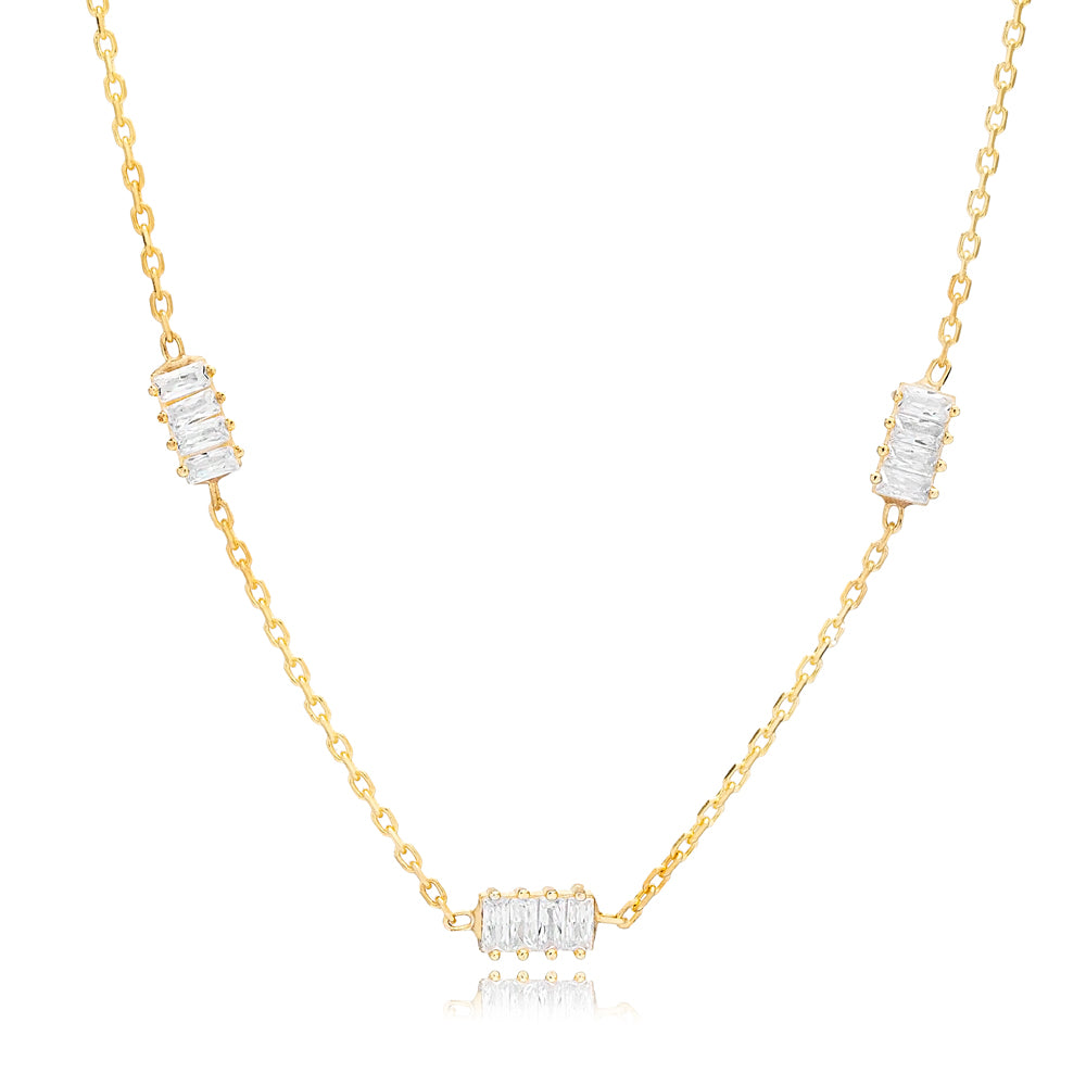 Baguette Station Necklace