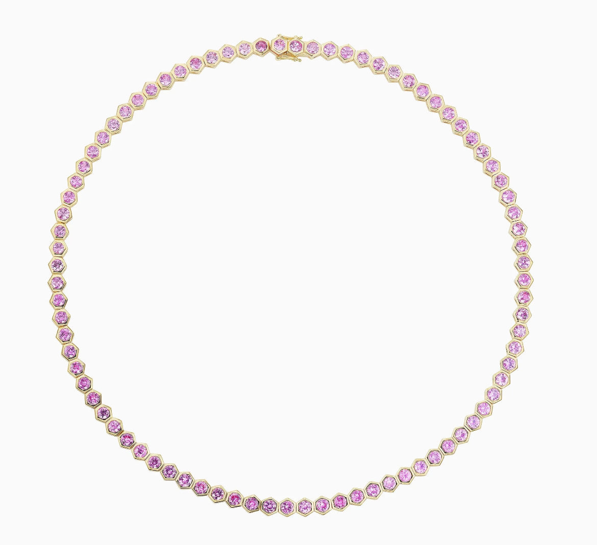 Bezel Tennis Necklace - Pink