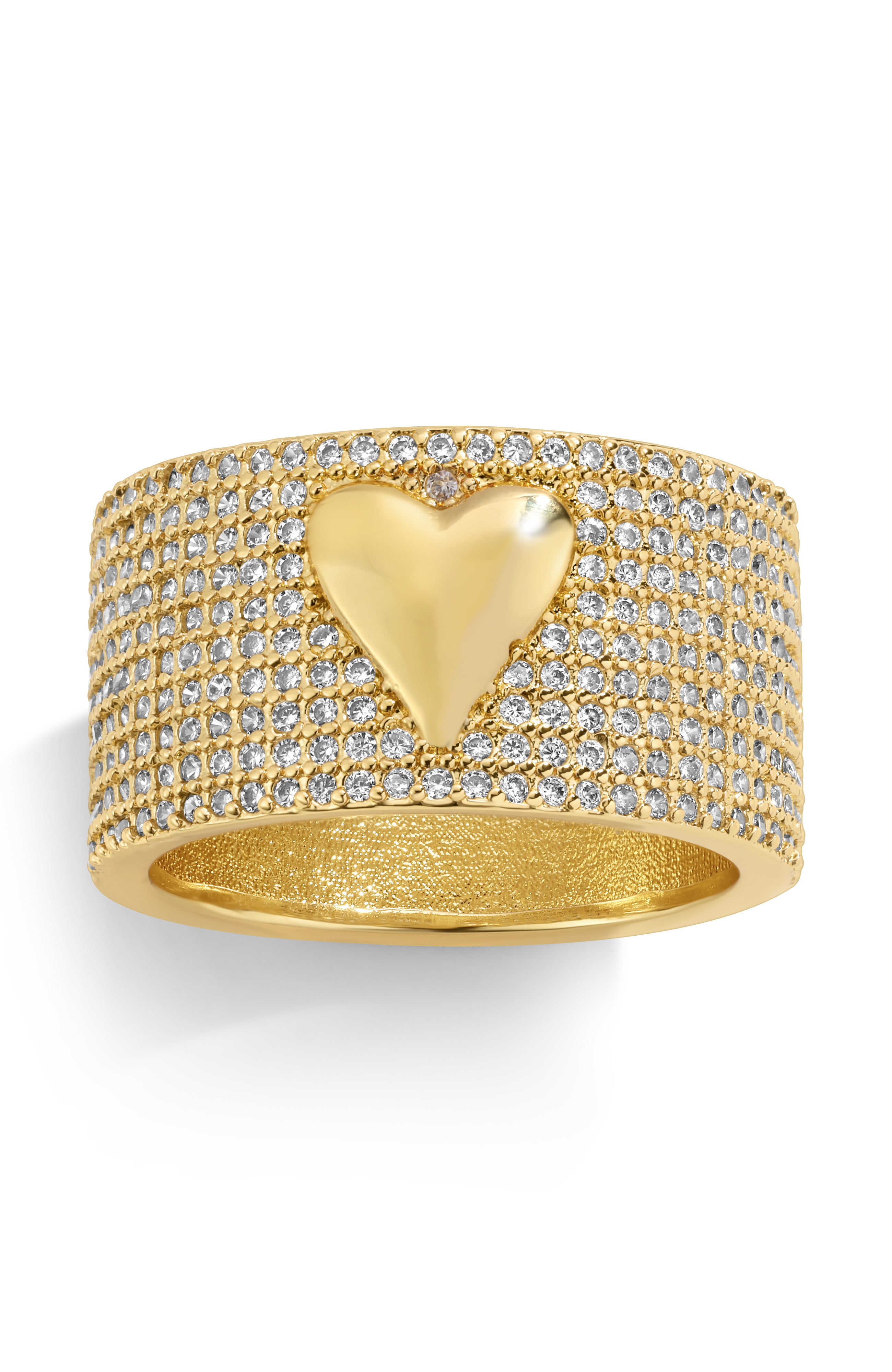 Pave Heart Barrel Ring