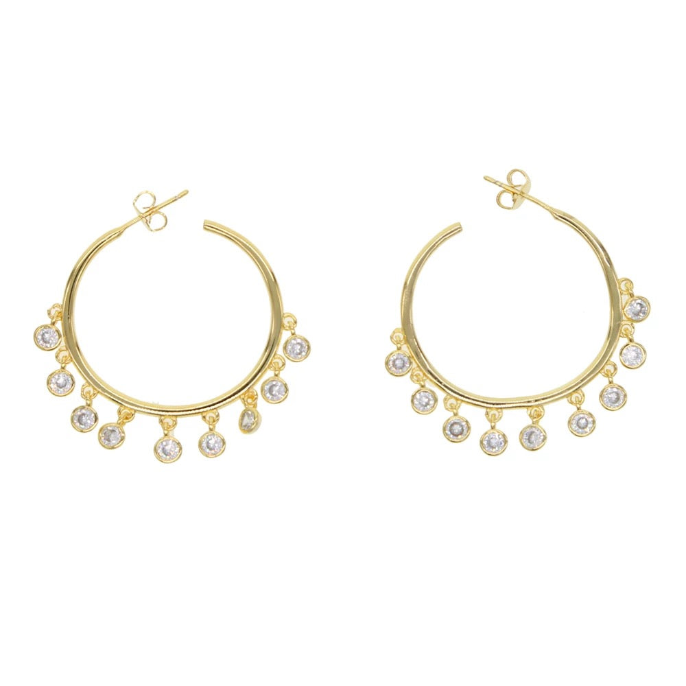 Round Bezel Hoop Earrings – Mazin Jewels