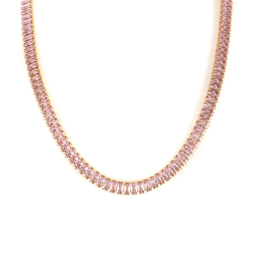 Iced Baguette Tennis Chain Necklace